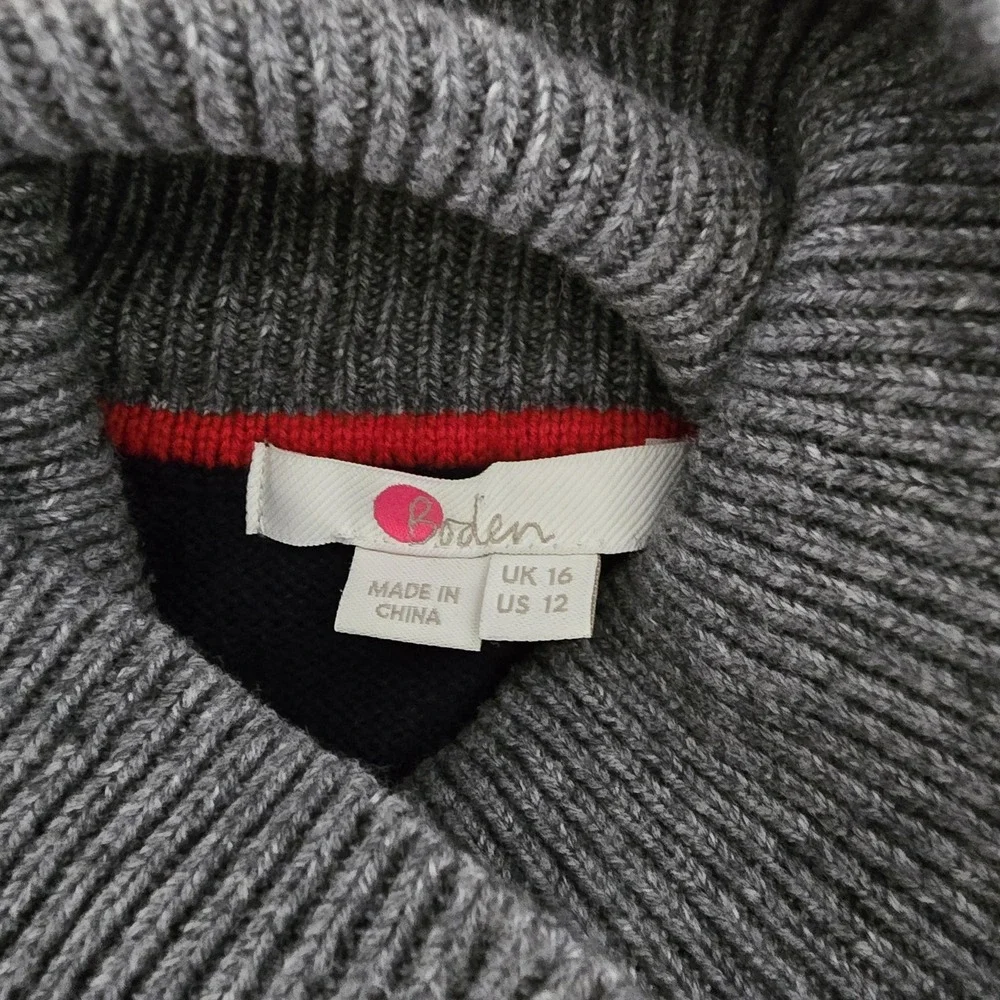Boden Sweater‎ Dress Womens 12 Navy Gray Turtleneck Colorblock Wool Cashmere
